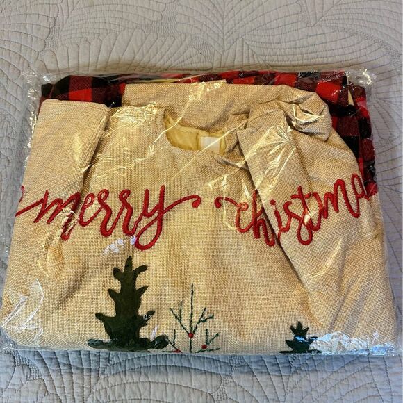 Christmas‎ Tree Skirt Red Buffalo Plaid Truck Xmas Tree Mat Holiday Decor - Picture 5 of 6